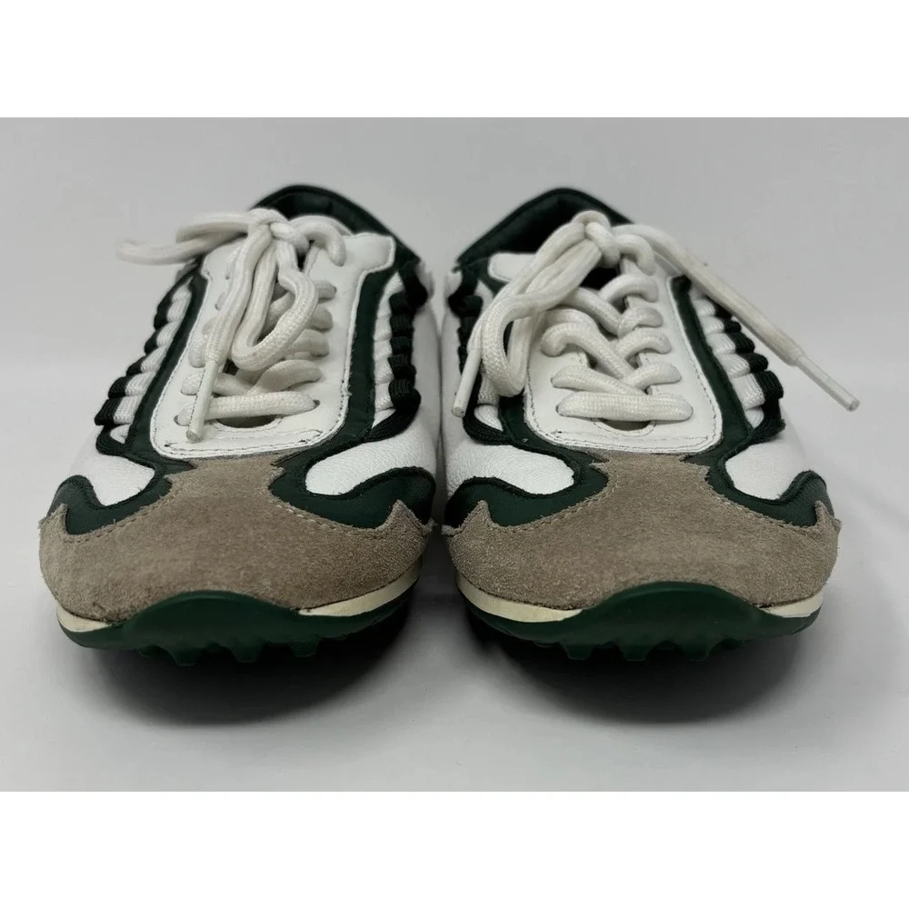 WOMENS TORY BURCH GOLF RUFFLE GREEN WHITE SNEAKER Size 5 Read Below